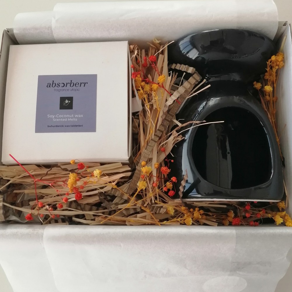 Buhurdan  Premium Hediye Seti (Buhurdan + Buhur Esansı ve Taşıyıcı Tablet + Tea-Light + Hediye Paketi)