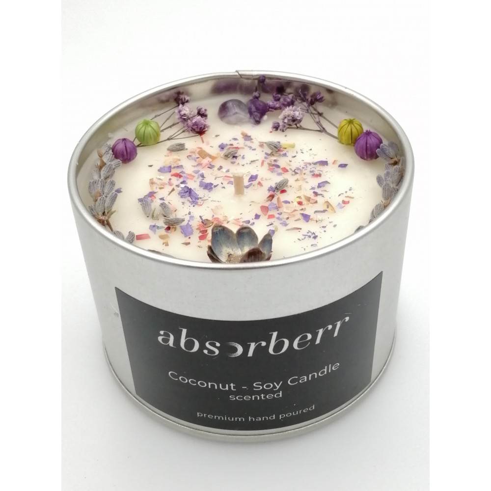 GÜMÜŞ METAL 240 ML / Enerji Taşlı , Koku Seçimli / CocoSoy Mumu