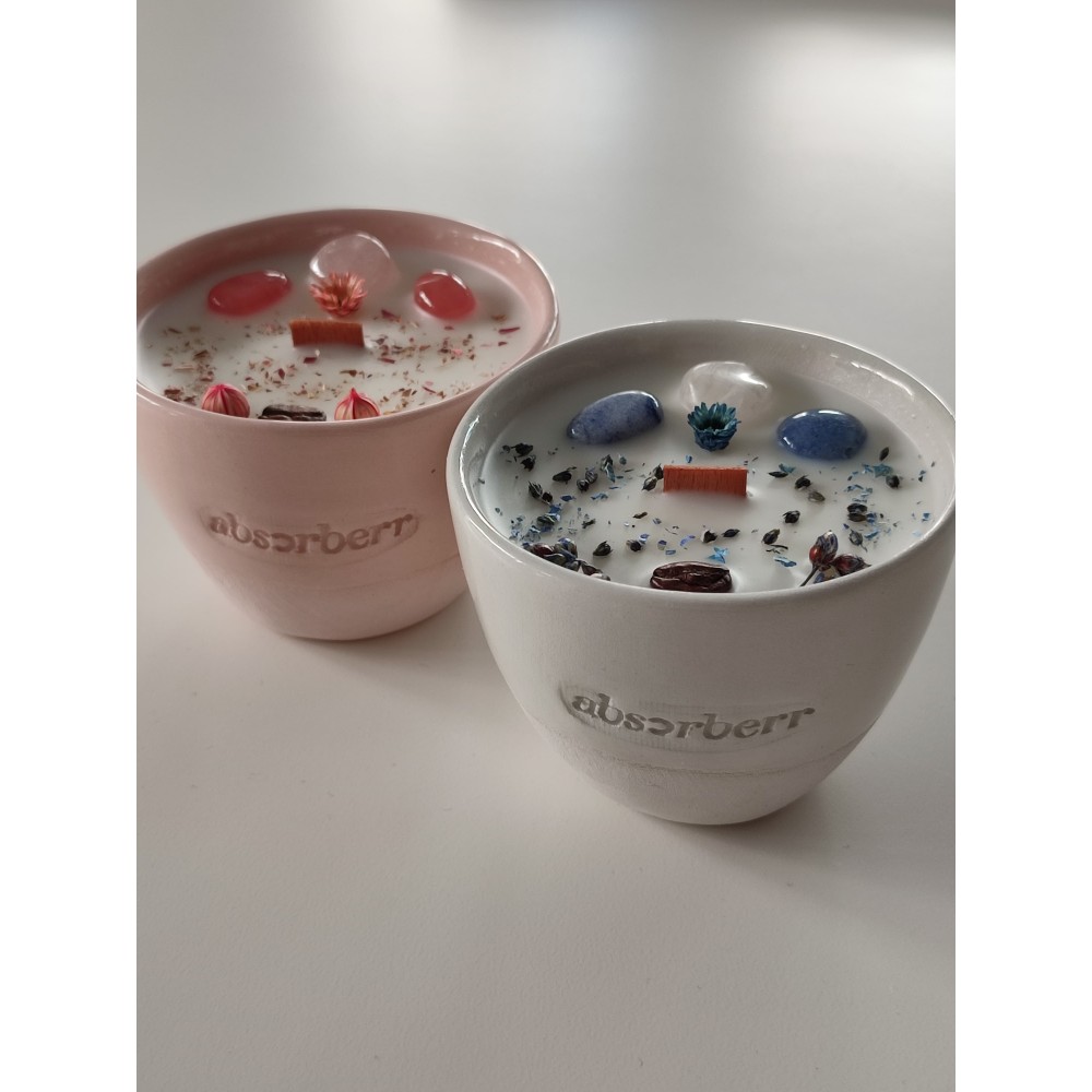 CAFFEIN Espresso 2'li SET,  Elizi-Sinem Seramikleri / Enerji Taşlı, Koku Seçimli / CocoSoy Mumu / LTD EDITION