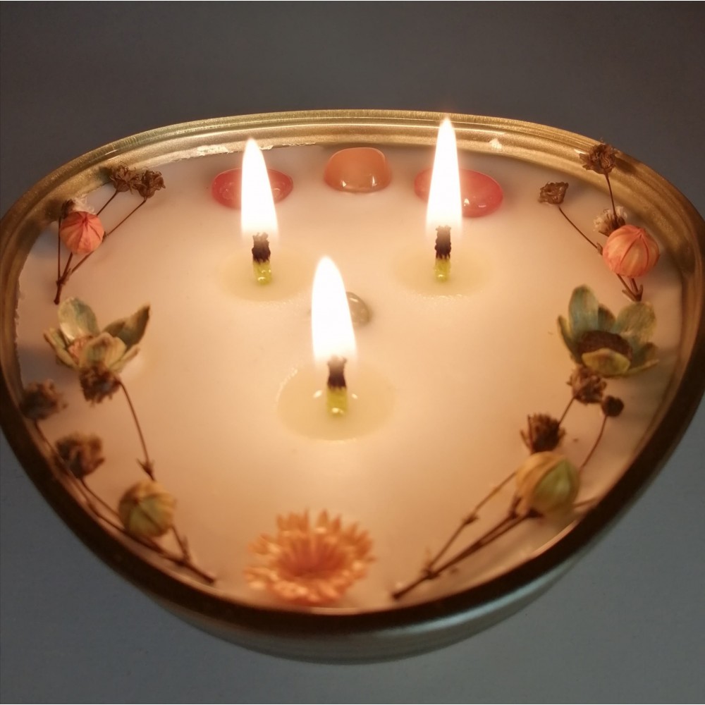 LAV  180 ML Renkli Cam Kase / Enerji Taşlı , Koku Seçimli / Renkli Fitilli / CocoSoy Mumu 