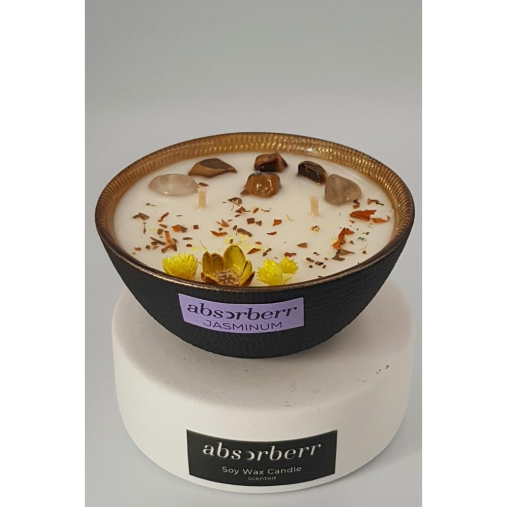 BLACK DORIA 185 ml / Enerji Taşlı , Koku Seçimli / CocoSoy Mumu