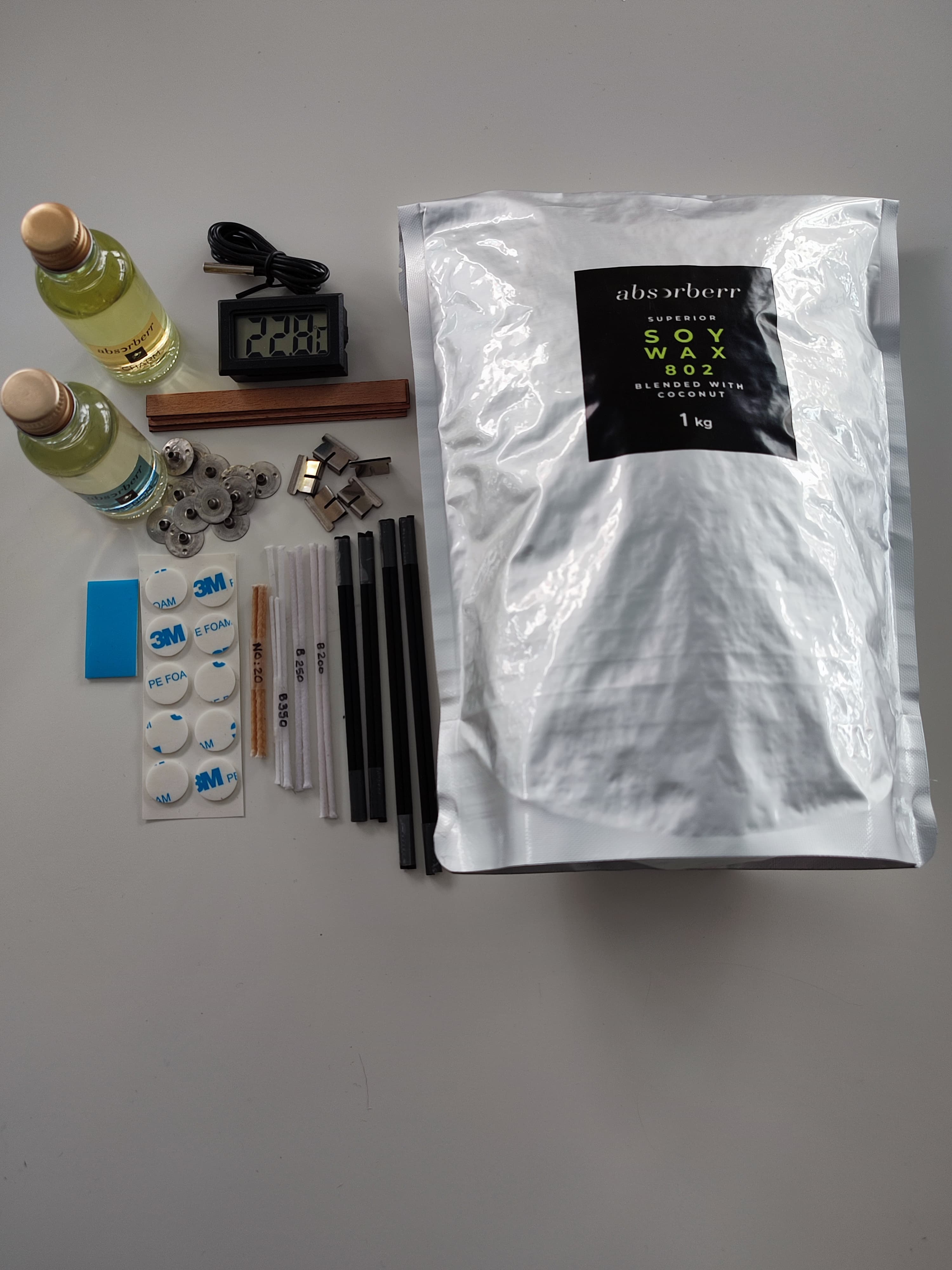Mum Yapım Kiti, Full Set, Problu Termometre ve Fitil Ortalayıcılar Dahildir