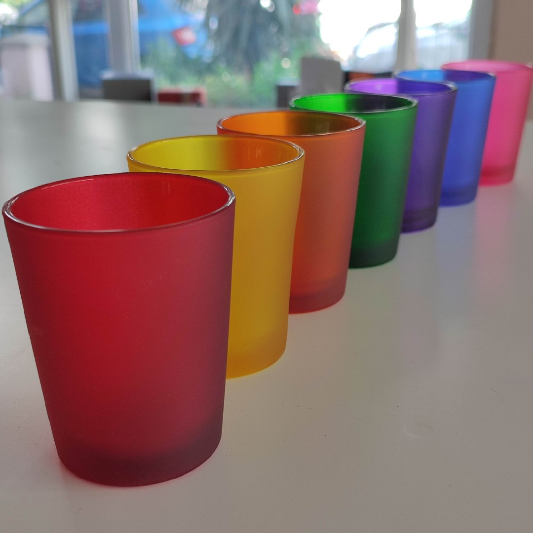 CHAKRA 110, 3 Renk Seçimli, Buzlu Mat Mum Bardağı, 2+2+2, 6 Adet,155cc