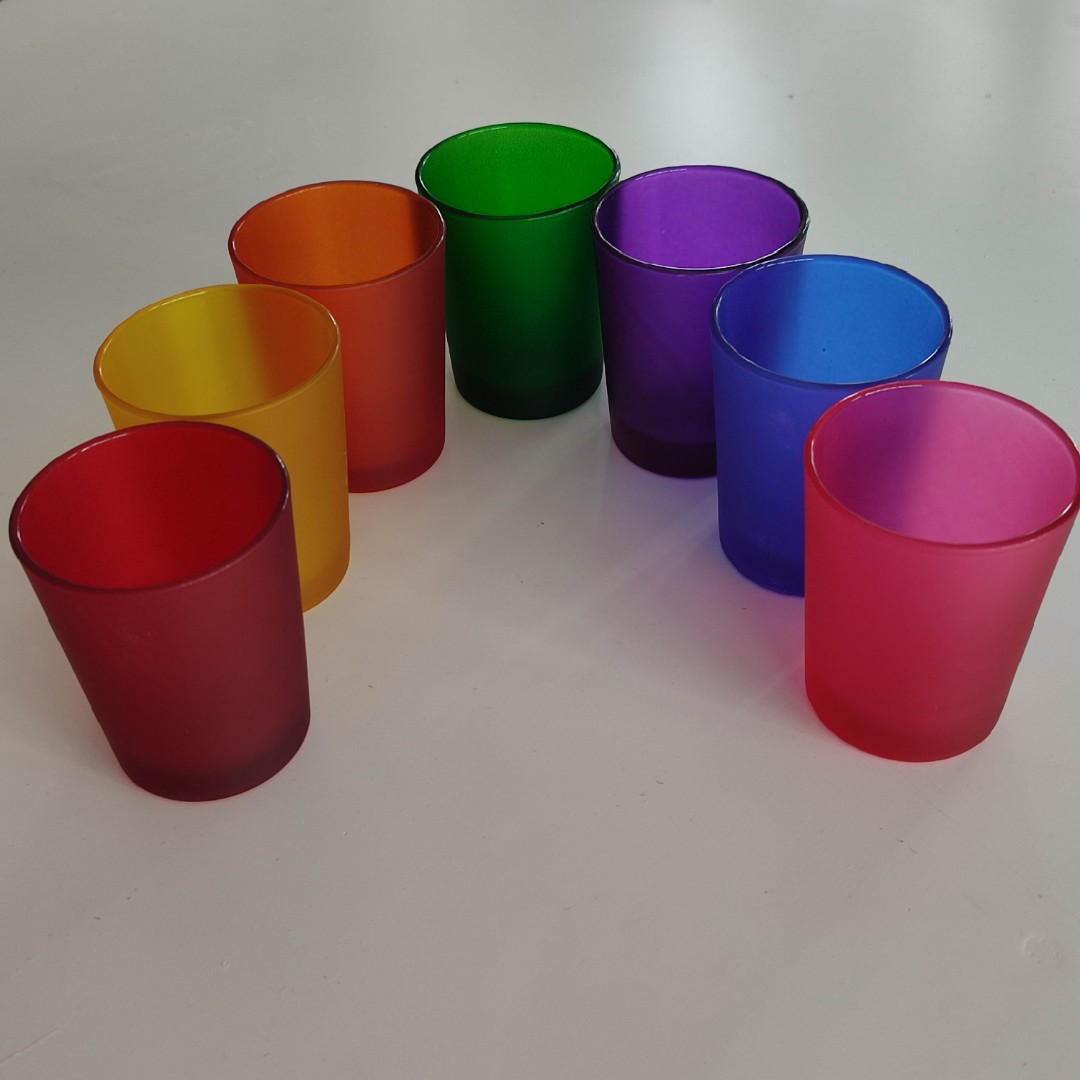 CHAKRA 110, 2 Renk Seçimli, Buzlu Mat Mum Bardağı, 3+3 , 6 Adet,155cc